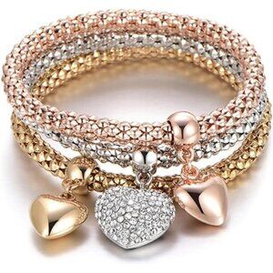 3PCS Corn Chain Bracelet, Tree of Life Heart Shaped Stretch Bracelet
